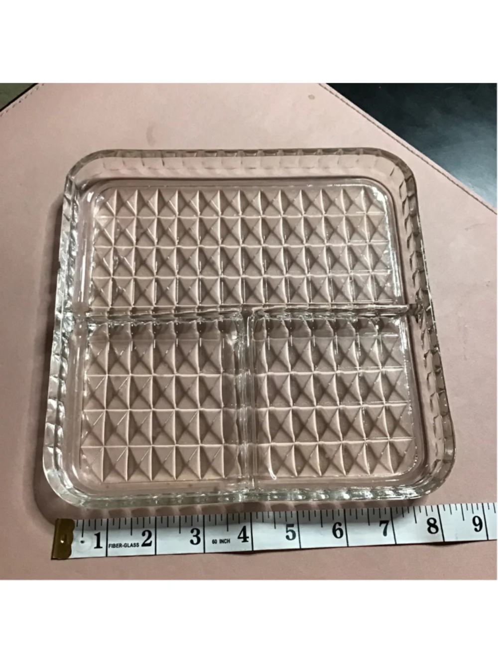 Clear Glass Divided Serveware Tray 8 x 8 inch